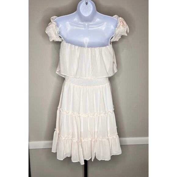 Mable by Anthropologie Rayna Off Shoulder Tiered Mini Sundress White Women's M - Picture 6 of 11